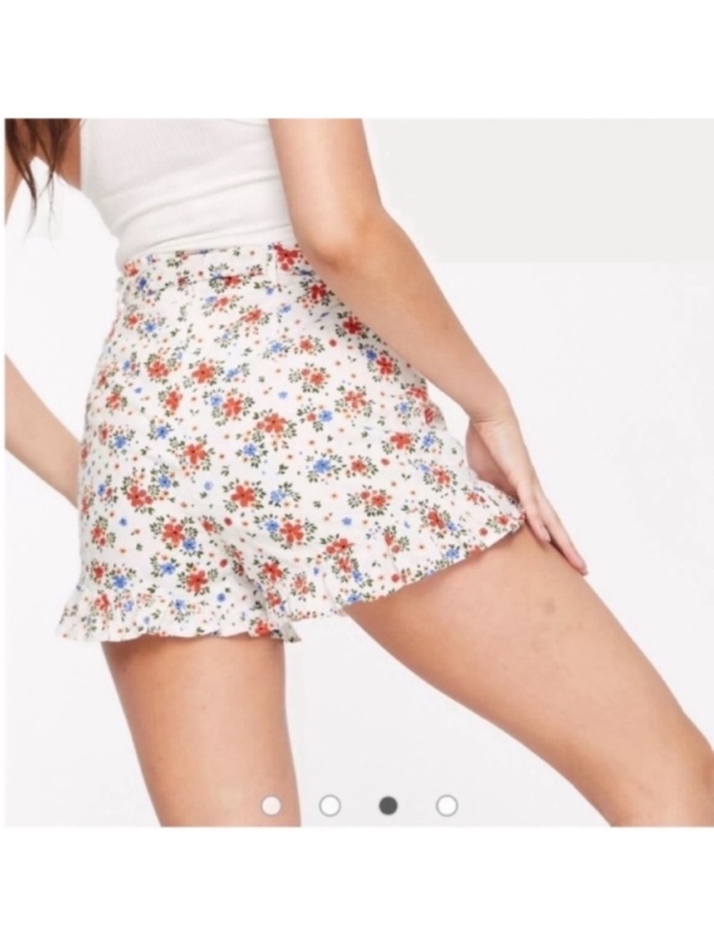 New Look Dainty Floral Cottagecore High Rise Tie Waist Shorts 100% Cotton — image 3 of 6